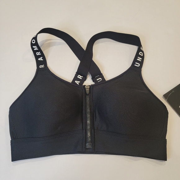 Under Armour Infinity High Zip Bra - Black/White Size XS High Support NEW! - Picture 11 of 17